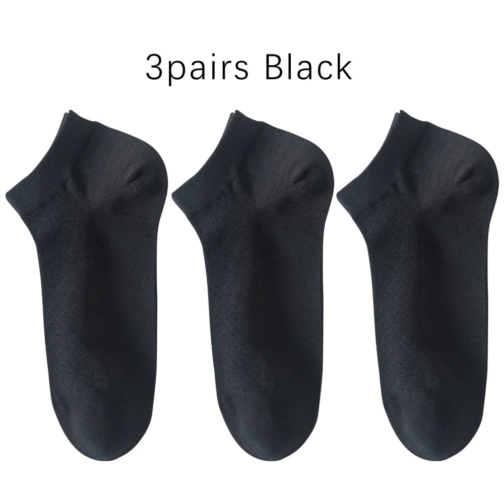 Men Cotton Ankle Socks 3 Pairs Breathable Mesh Lightweight