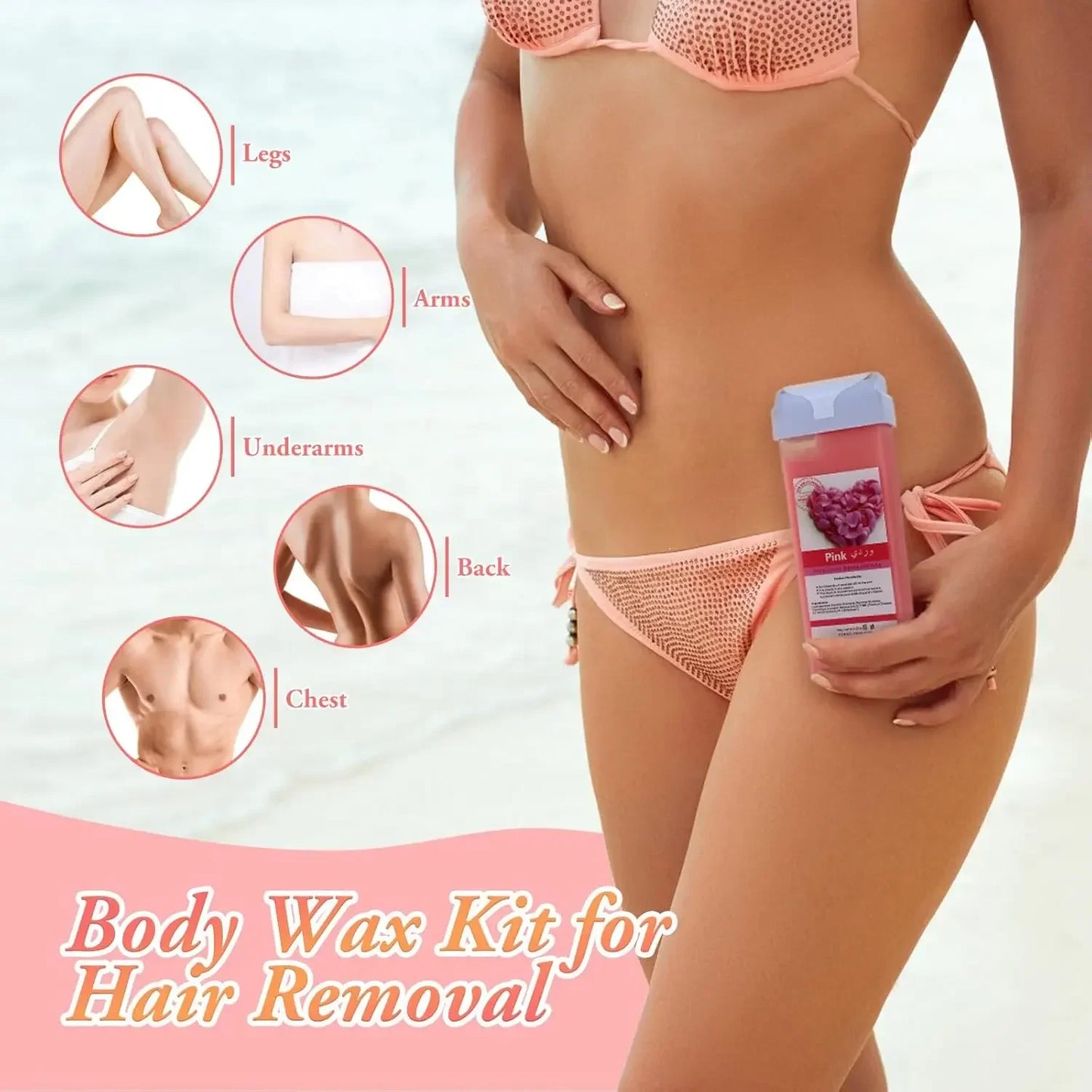 Aloe Rose Wax Cartridge Roller Refill for Painless Bikini Body Hair Removal
