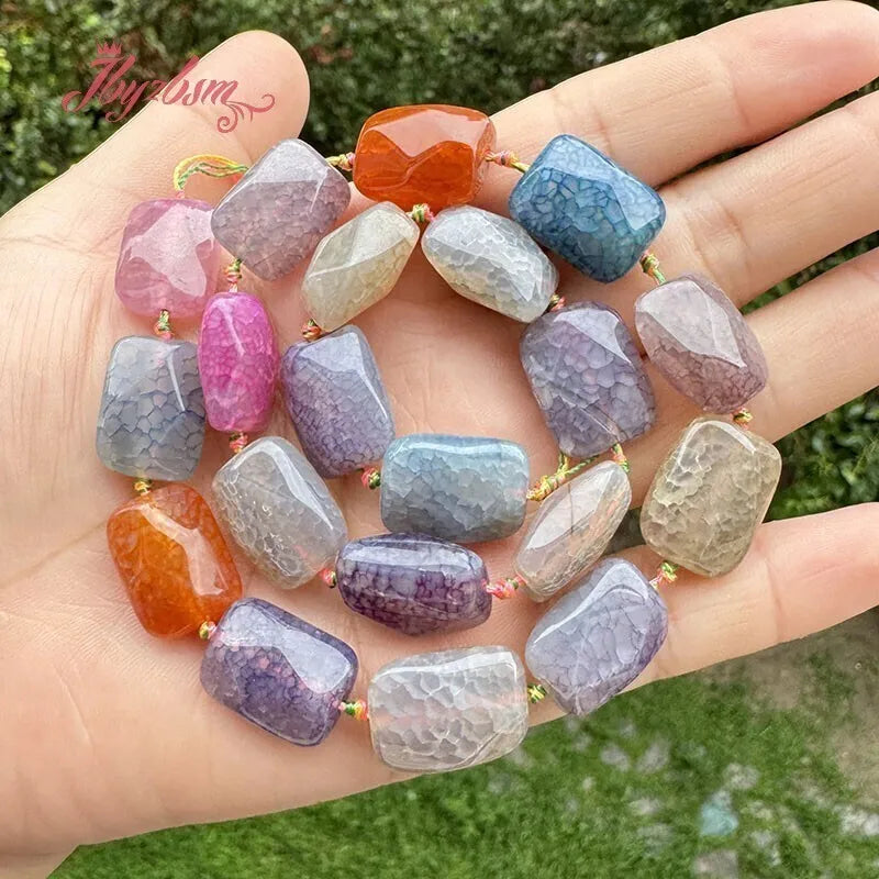 Natural Multicolor Cracked Agate Faceted Stone Beads for DIY Necklaces and Bracelets 15 Inches