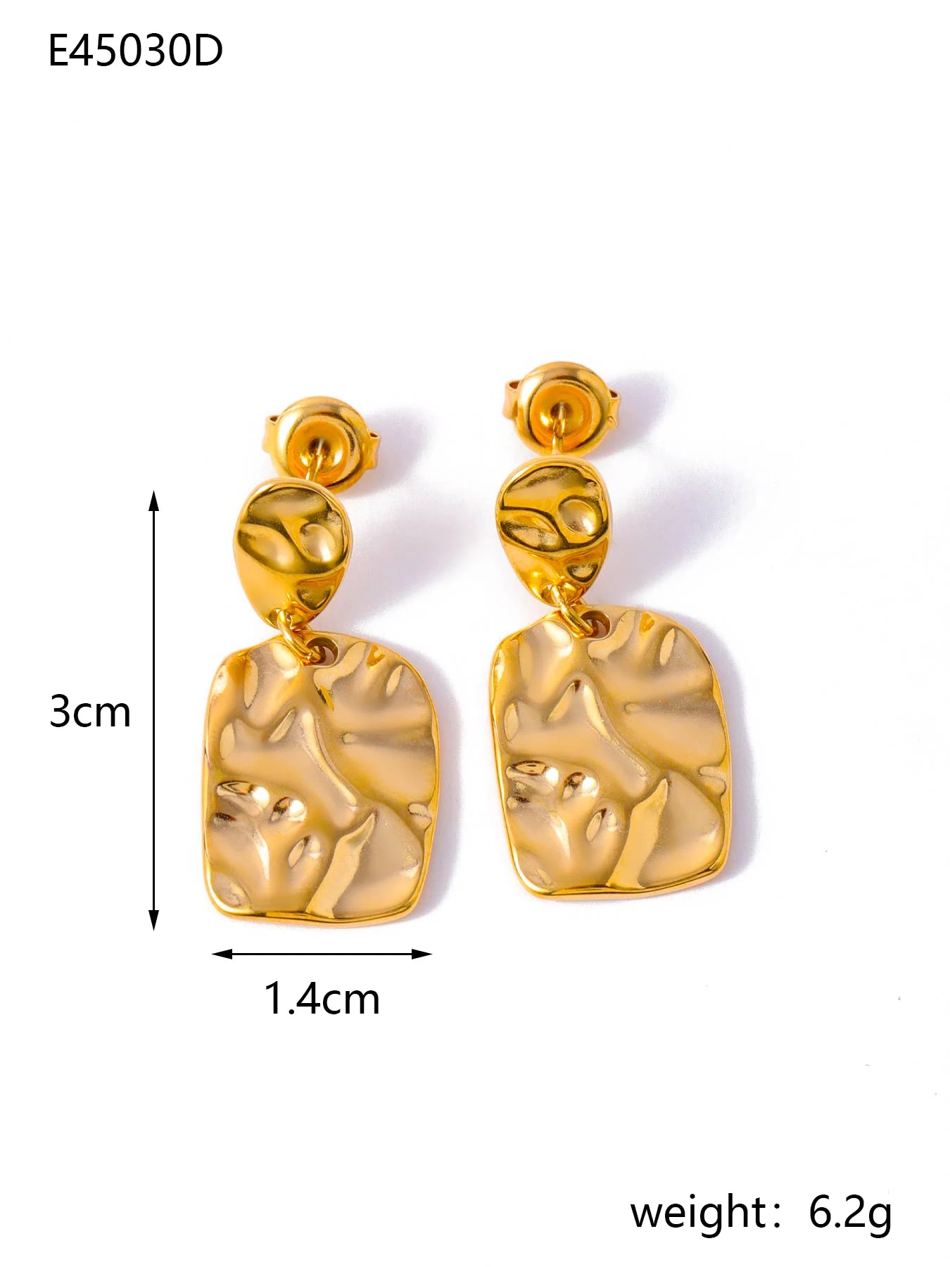 Elegant Pleated Texture Metal Earrings - Minimalist Stainless Steel Studs