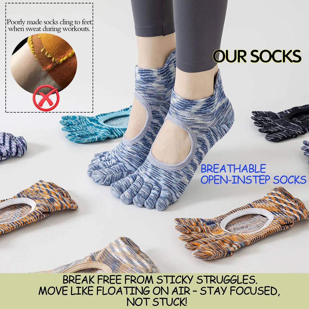 Split Toe Pilates Socks Breathable Non Slip Arch Support