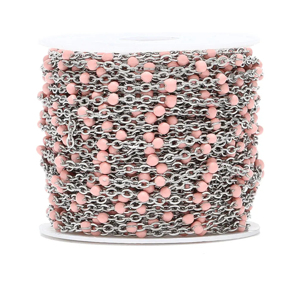 Colorful Enamel Stainless Steel Flat Cross Cable Chains for DIY Jewelry and Fancy Bracelets