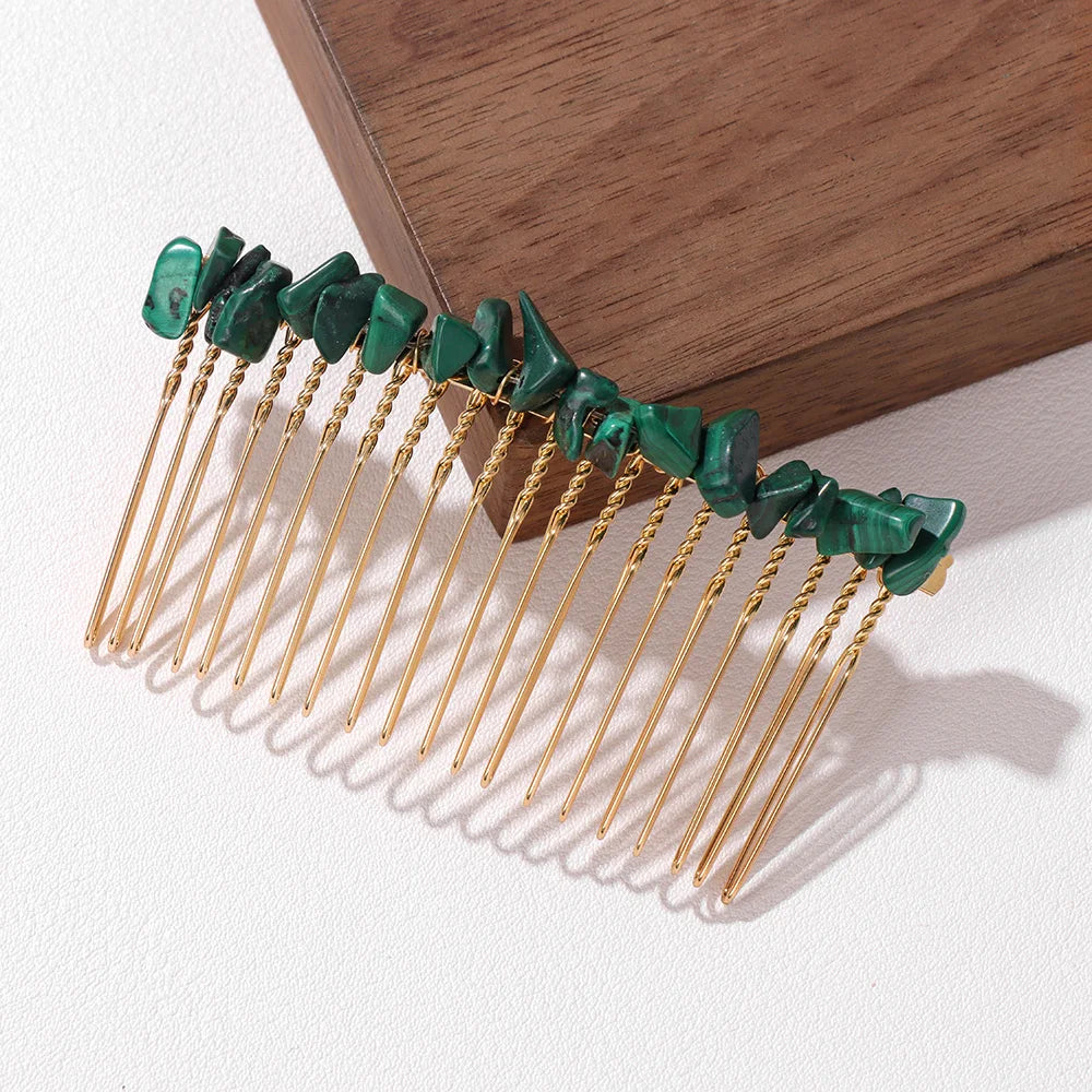 Crystal Bliss Hair Combs - Healing Quartz Stone Hair Accessories for Weddings & Special Occasions