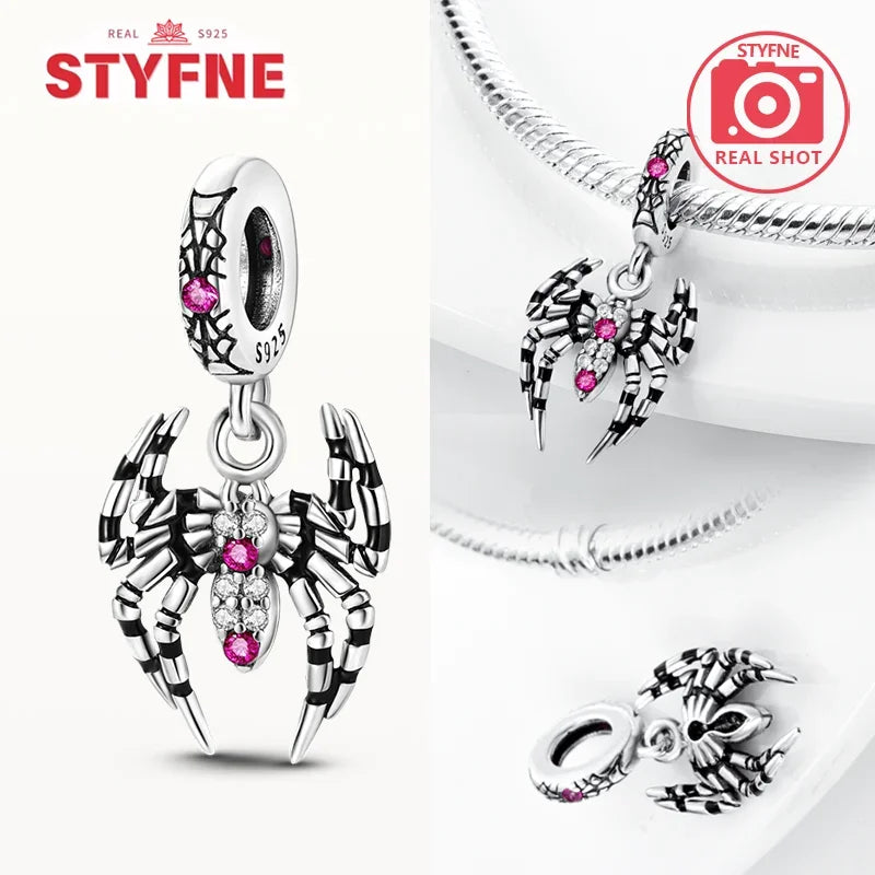 S925 Silver Luminous Zombie Skeleton Charm Bead Dangle