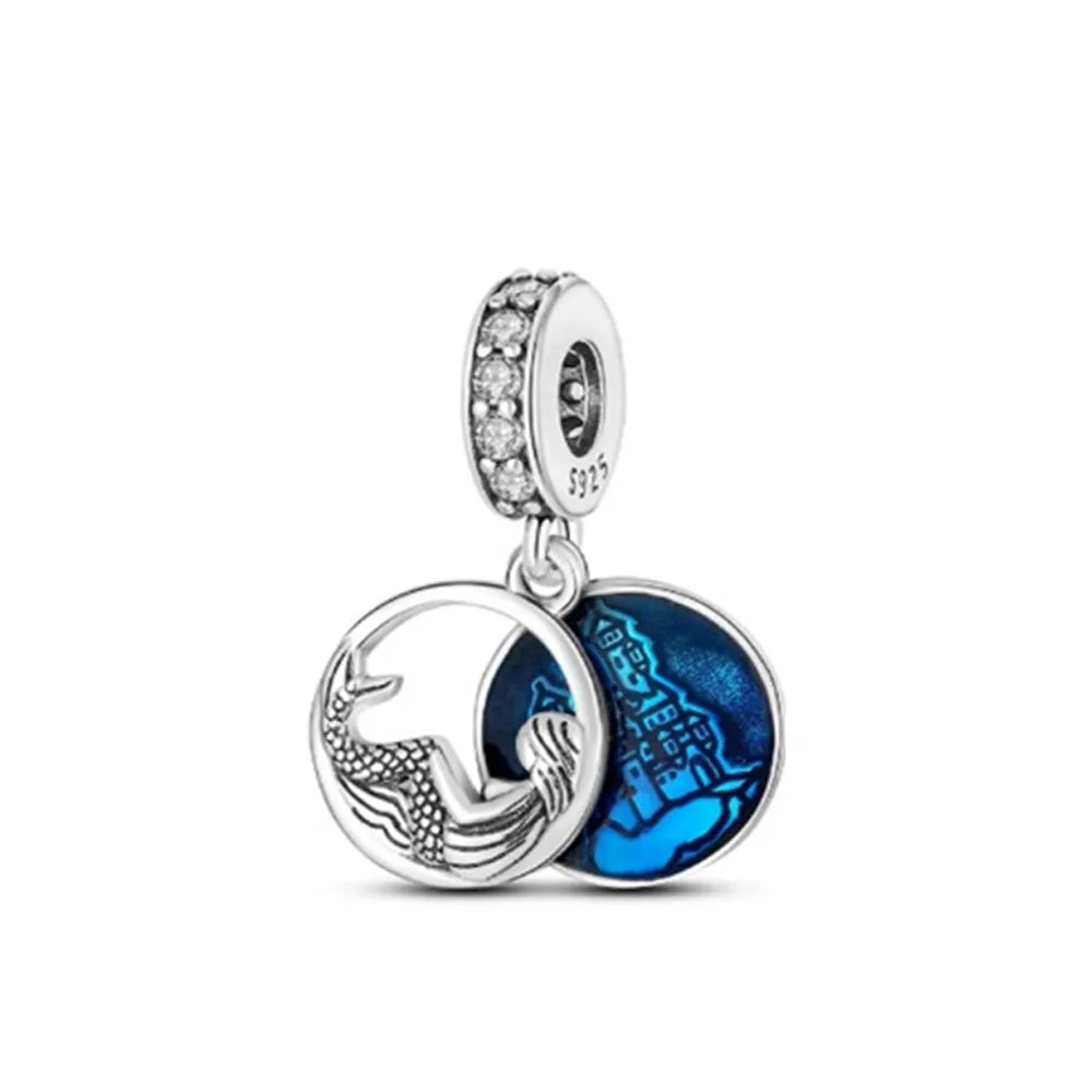 Sunflower Evil Eye Charm 925 Silver Plated Bead for DIY Bracelets Women's Jewelry B2839