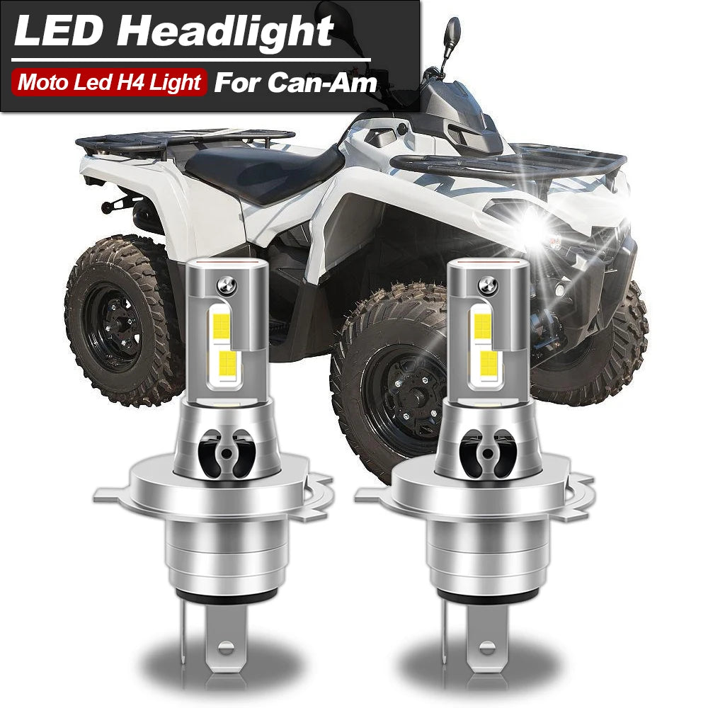 Can-Am Outlander Max X3 LED Headlight Bulbs H4 9003 25000LM 6000K White CSP Chips 2PCS