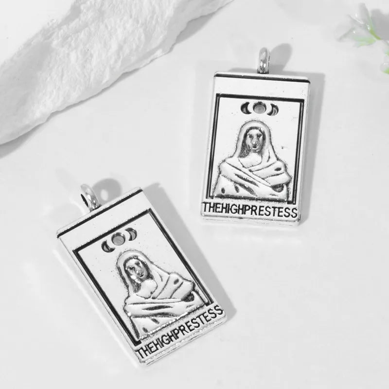 Elegant Alloy Tarot Card Charms Set for DIY Religious Jewelry Crafting