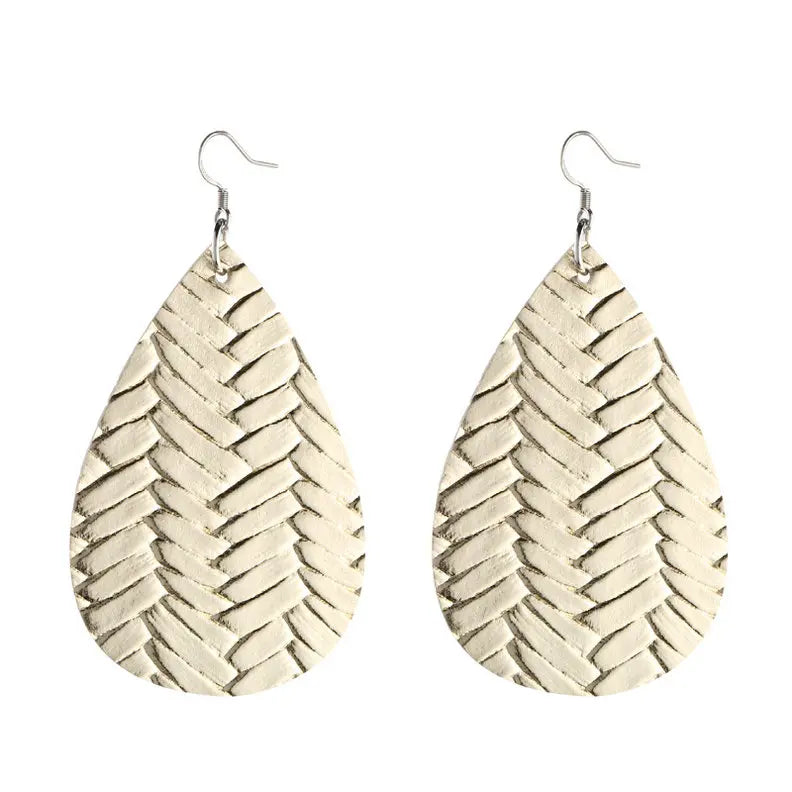 Elegant Faux Leather Teardrop Earrings for Women Lightweight Dangle Fashion Jewelry