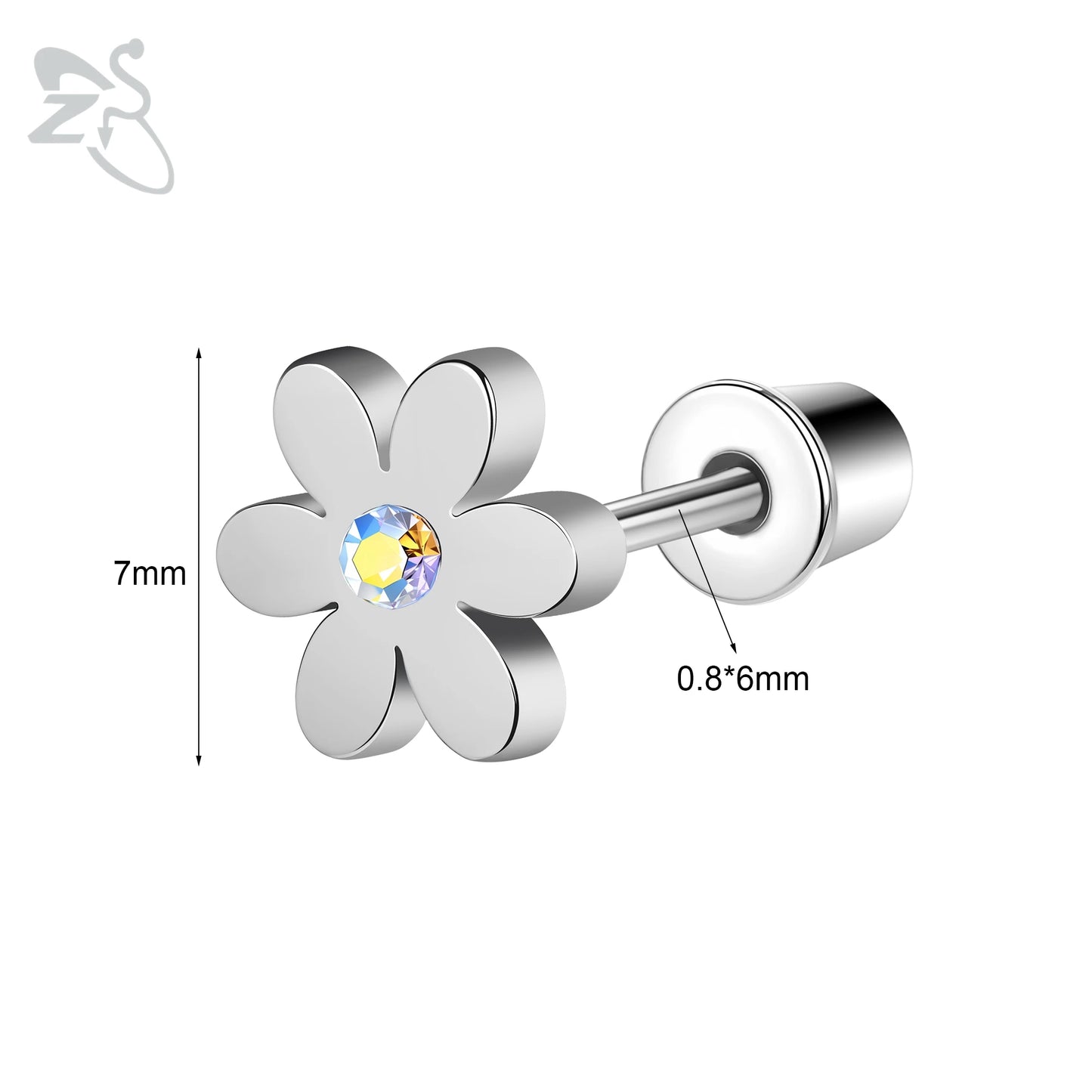 Charming Stainless Steel Flower Butterfly Stud Earrings for Children and Women