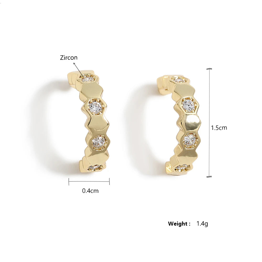 Rakol Fashion Honeycomb Zirconia Stud Earrings for Women Bridal Party Jewelry