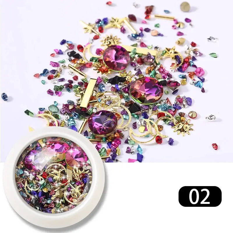 Resin Filling Metal Rivet Moon Stars Nail Art Decorations Mixed Beach Ocean Style Jewelry DIY Charms NYFB-2
