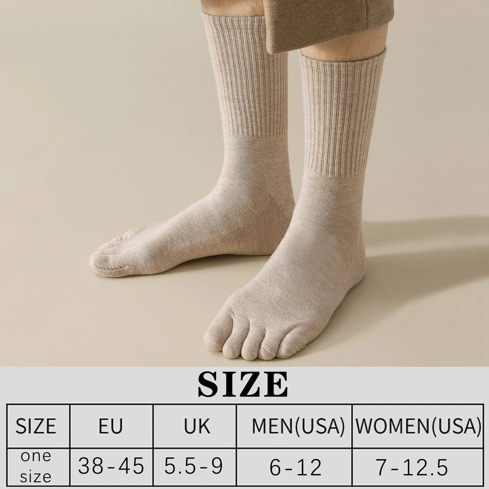 Mens Wool Five Finger Toe Socks Breathable Business
