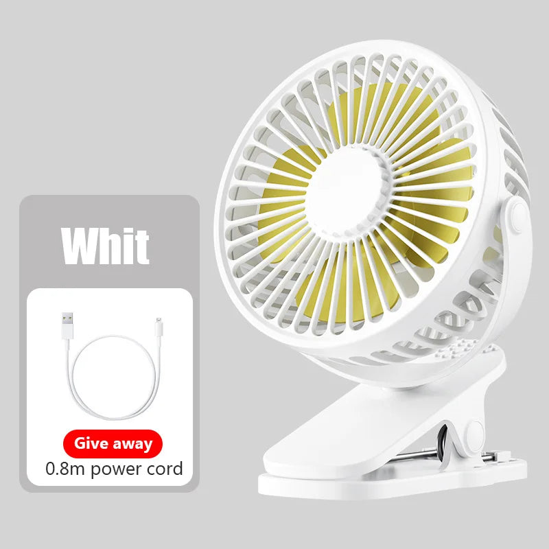 Mini Breeze Portable Hand Clip Fan USB Desktop Electric Fan for Travel and Dorms White no Battery