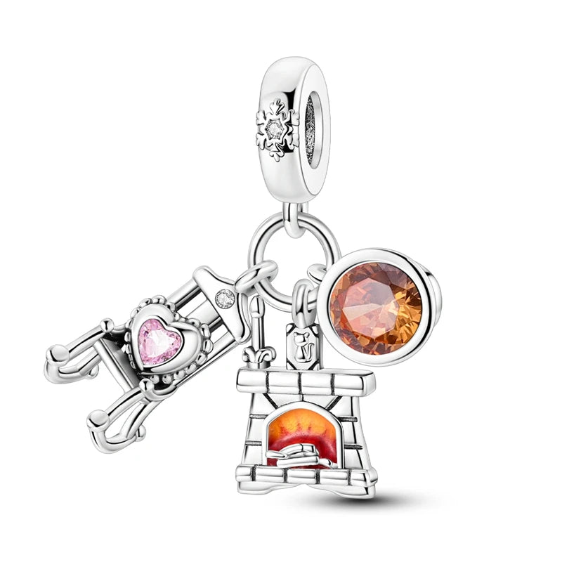 Sterling Silver Snowman Charm Beads for Bracelets Jewelry Gift KTC1418