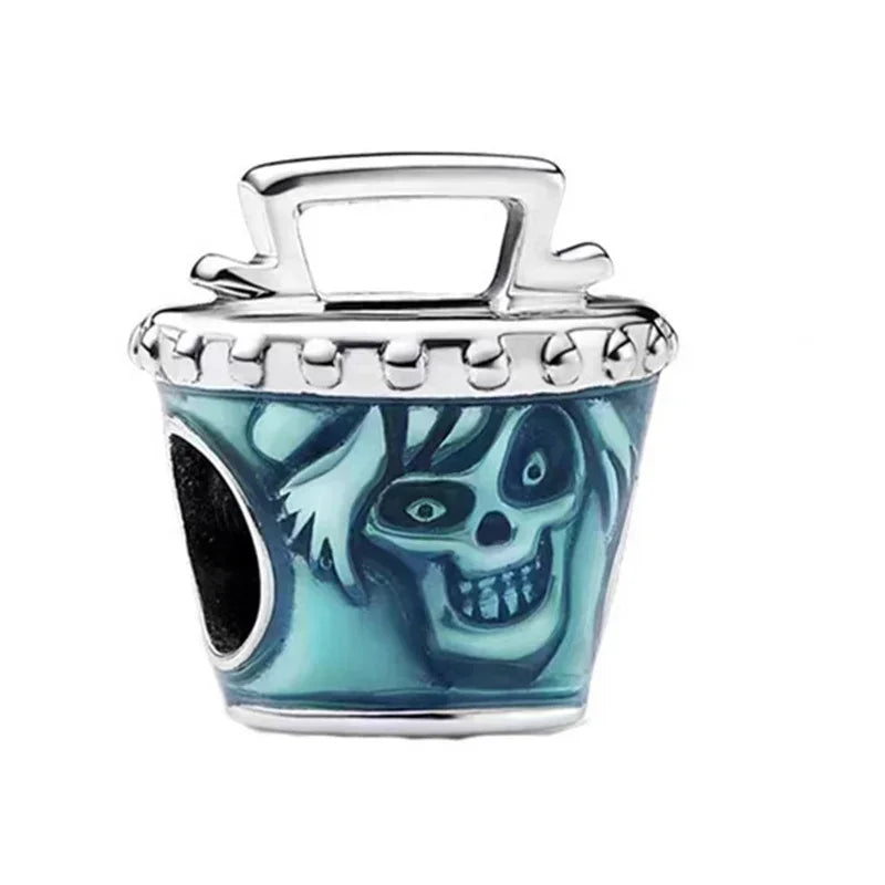 925 Sterling Silver Halloween Charms Set Pumpkin Skull Witch Ghost Beads for Bracelet Necklace Jewelry