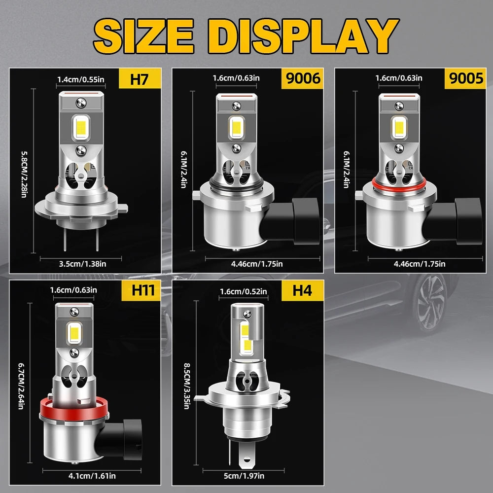 Universal LED Car Headlights and Fog Lamps 12V 24V No Error Plug and Play