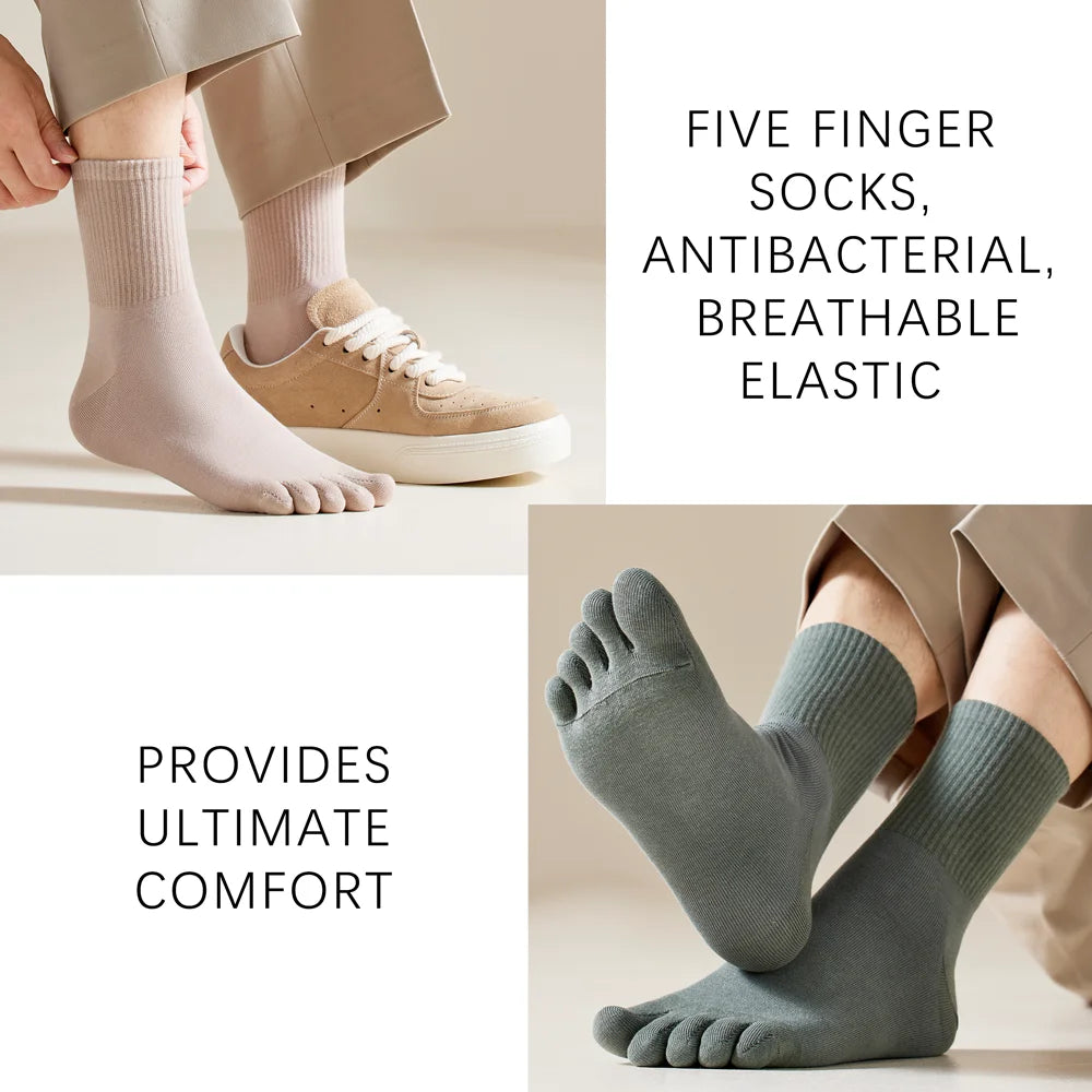 Mens Split Toe Cotton Crew Socks Moisture Wicking Freshness