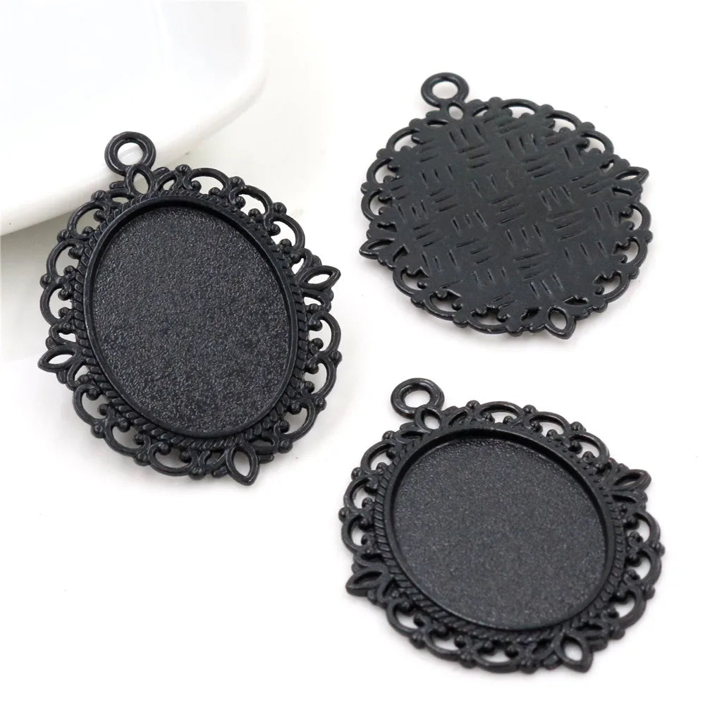 Antique Finish Cameo Cabochon Bracelet Setting Trays in Gold Silver Bronze and Rhodium 10 Pack