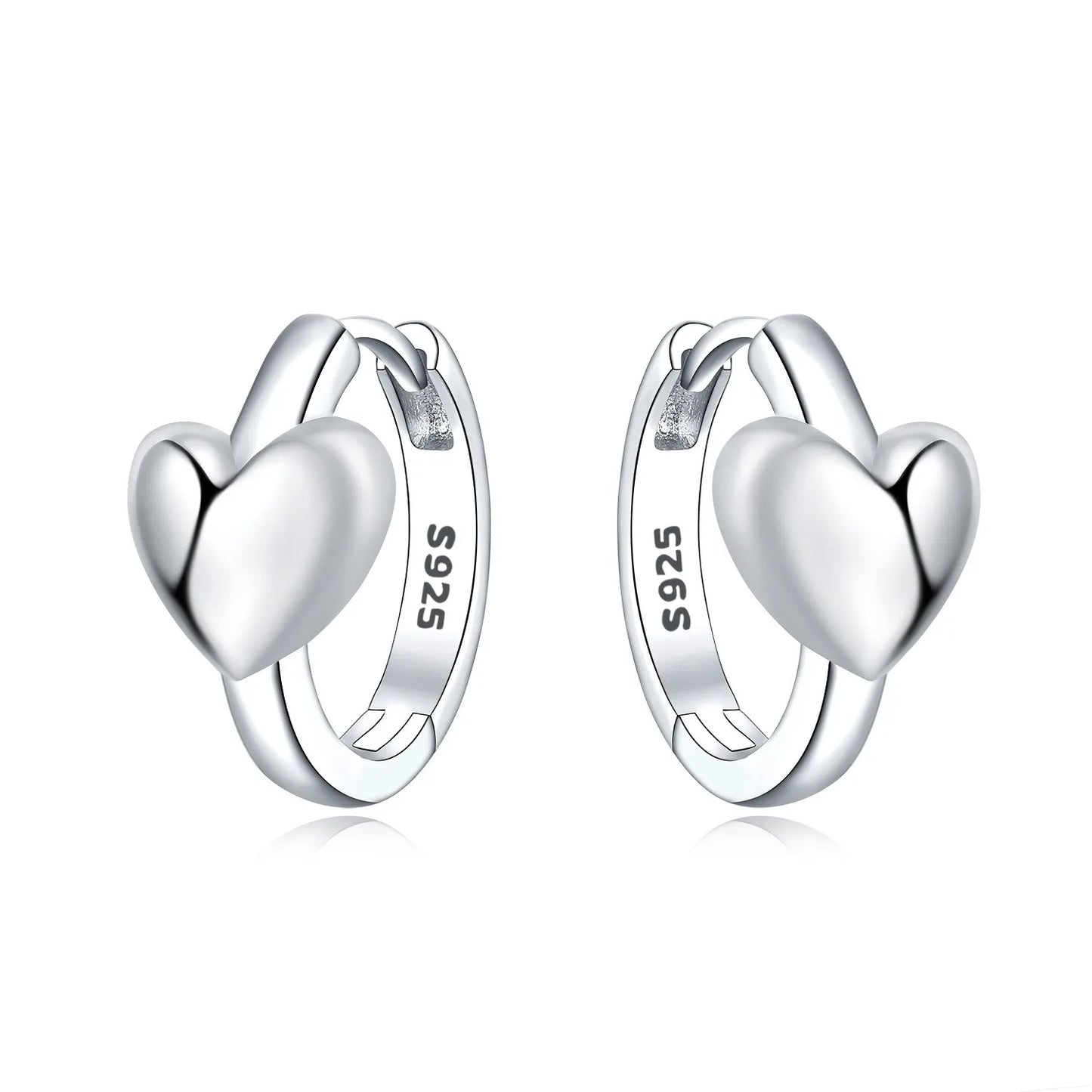 Sterling Silver Heart Zircon Hoop Earrings for Women