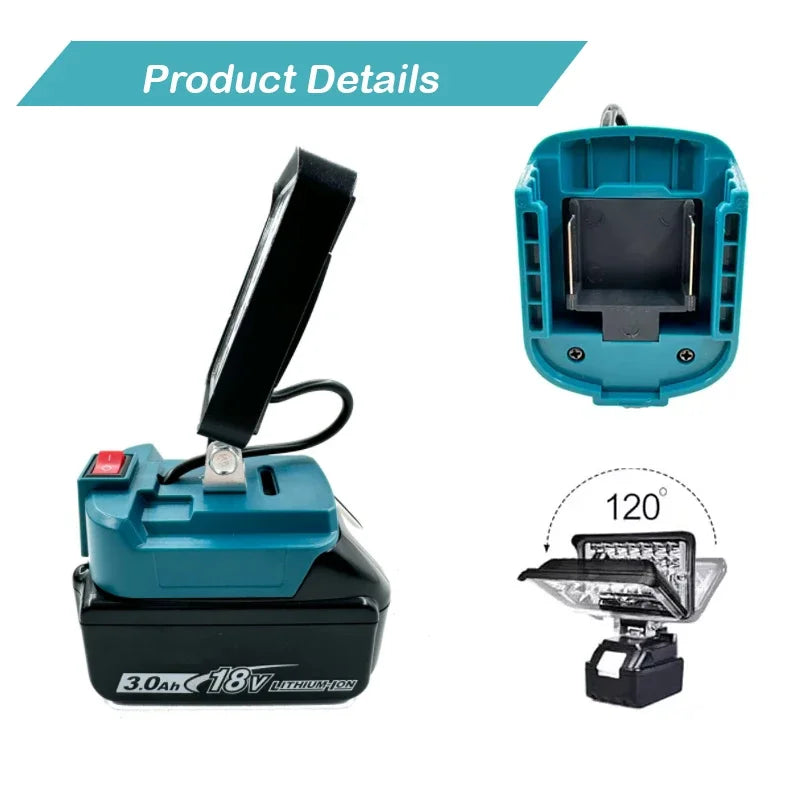 For Makita 14.4V 18V Li Ion Battery Lantern 3 Inch Cordless LED Work Light Camping Emergency Spotlight
