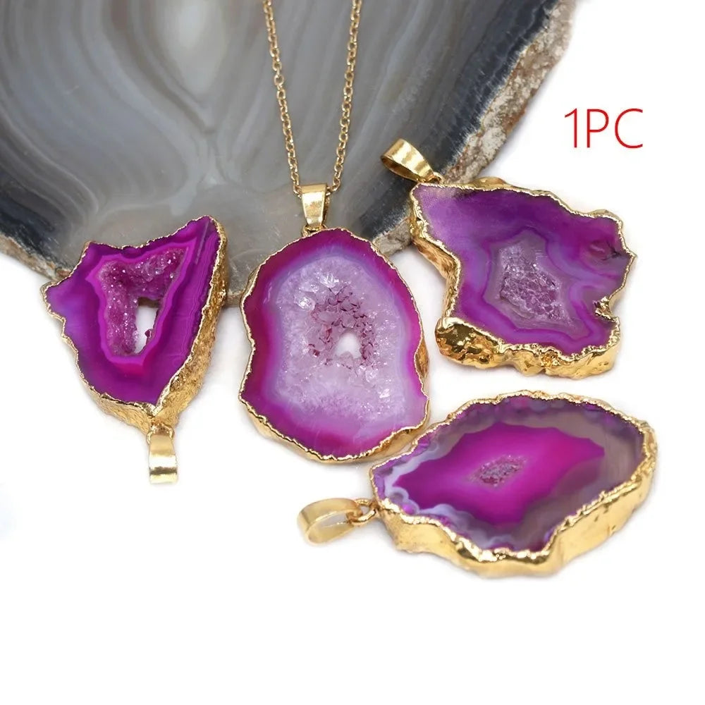Natural Healing Agate Crystal Pendant Necklace for Women - Reiki Chakra Jewelry Gift