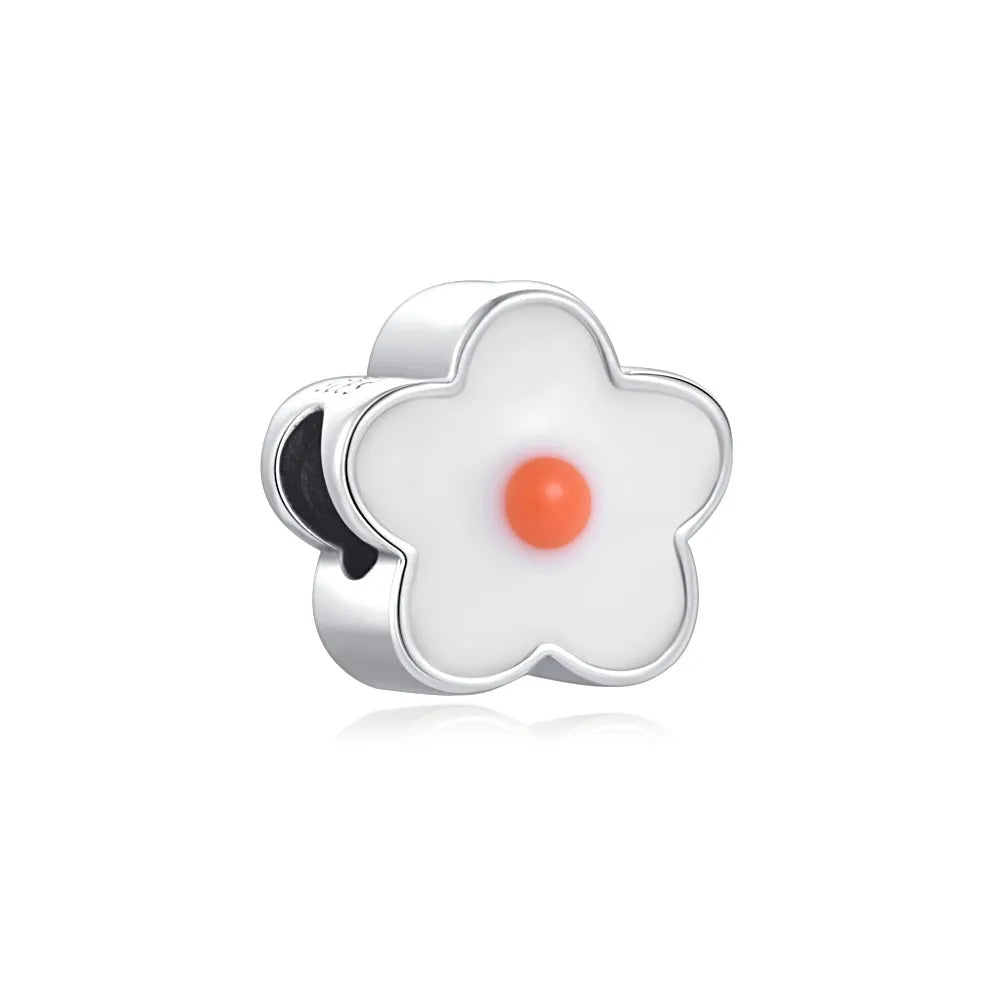 925 Sterling Silver Charm Beads for Women Bracelet - Four-Leaf Clover and Sunflower Design A1963bai