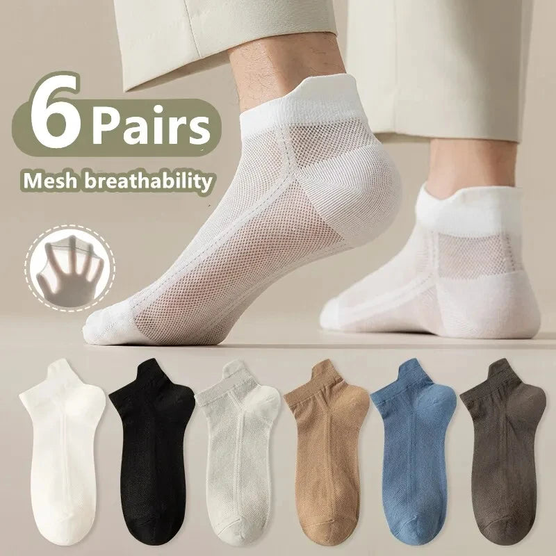 Men's Breathable Cotton Ankle Socks Comfortable Summer Low Cut Casual Socks 10 Pack