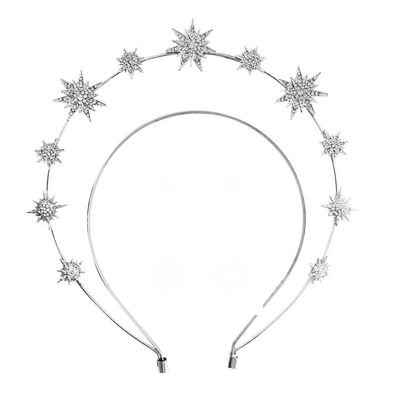 Wedding Crown Hair Jewelry - Double Layer Crystal Star Headpiece with Rhinestones Style 17