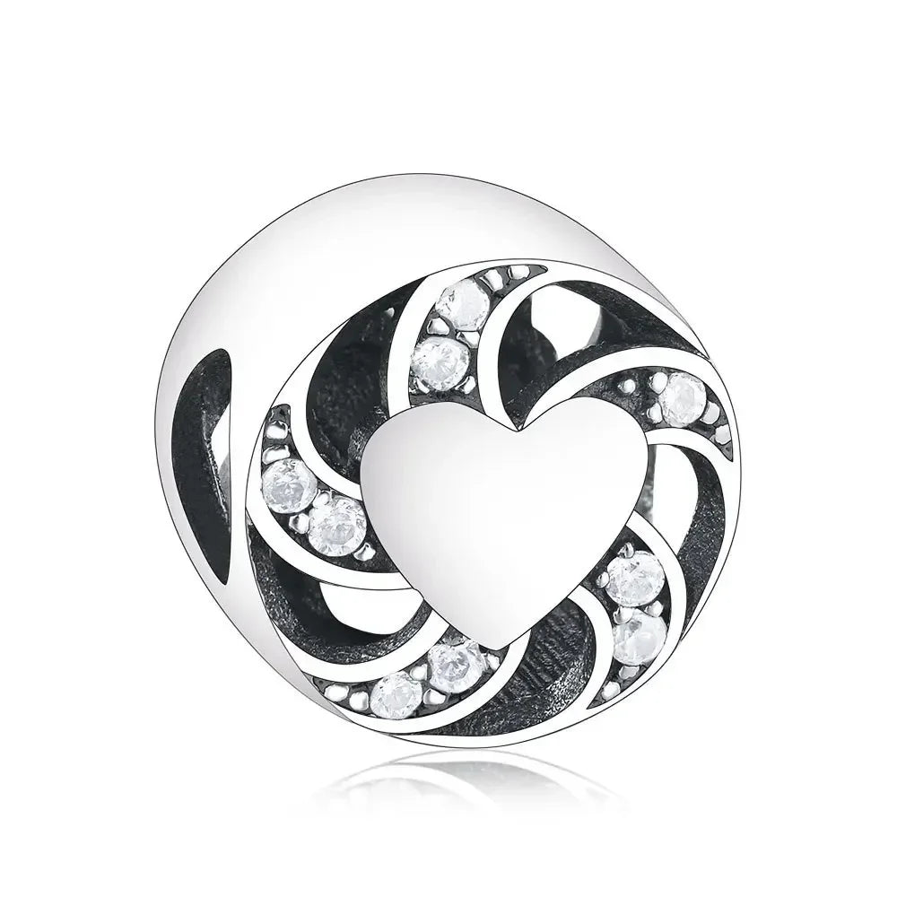 925 Sterling Silver Angel Mom Heart Key Lock Charms Beads for DIY Necklace and Bracelet Jewelry Gift