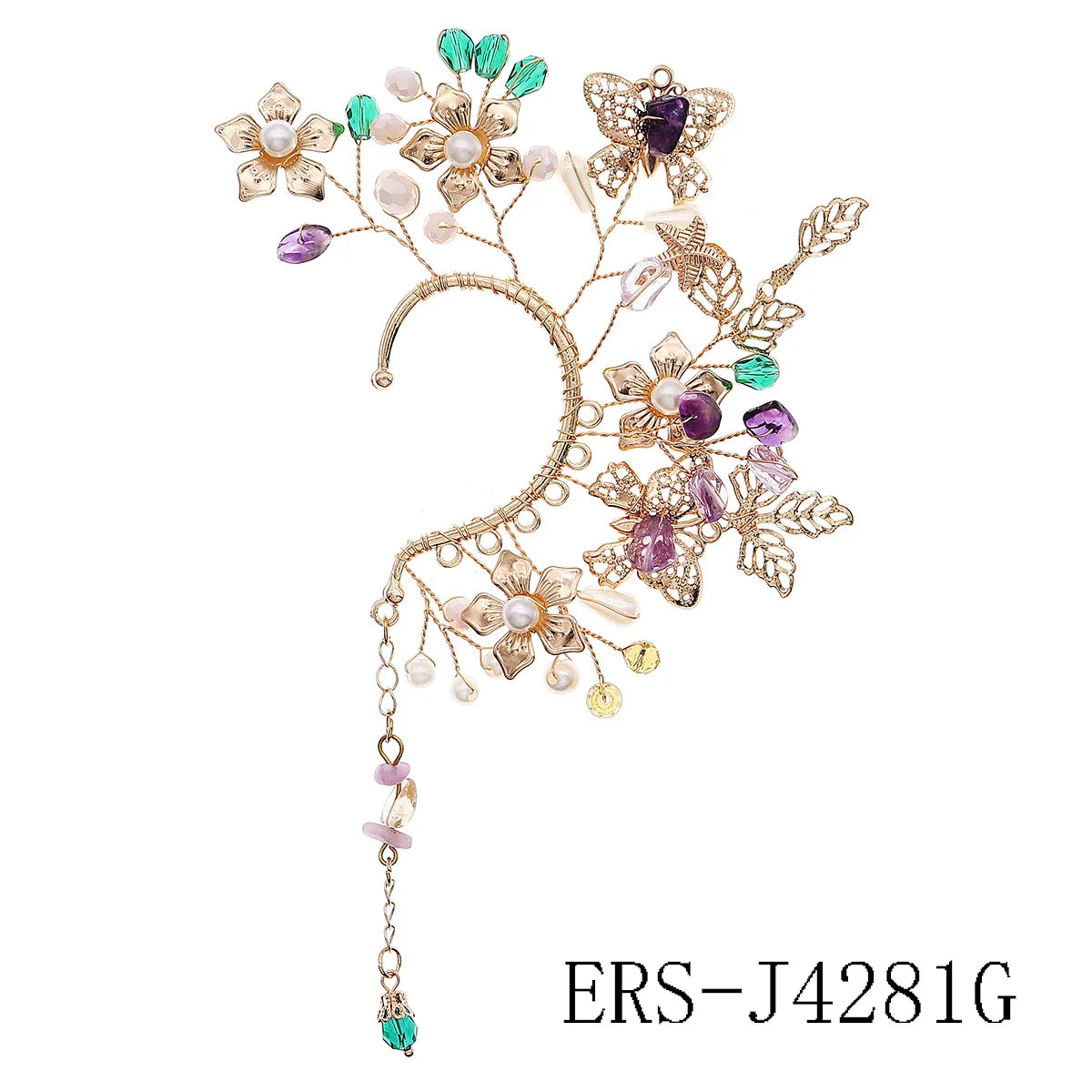 Elegant Pearl Rhinestone Bridal Ear Clips - Handmade Metal Barrettes for Women