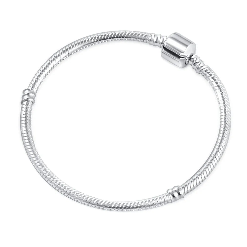 Sterling Silver 925 Heart and Flower Bracelet with White Zircon Adjustable 16-21CM Z007