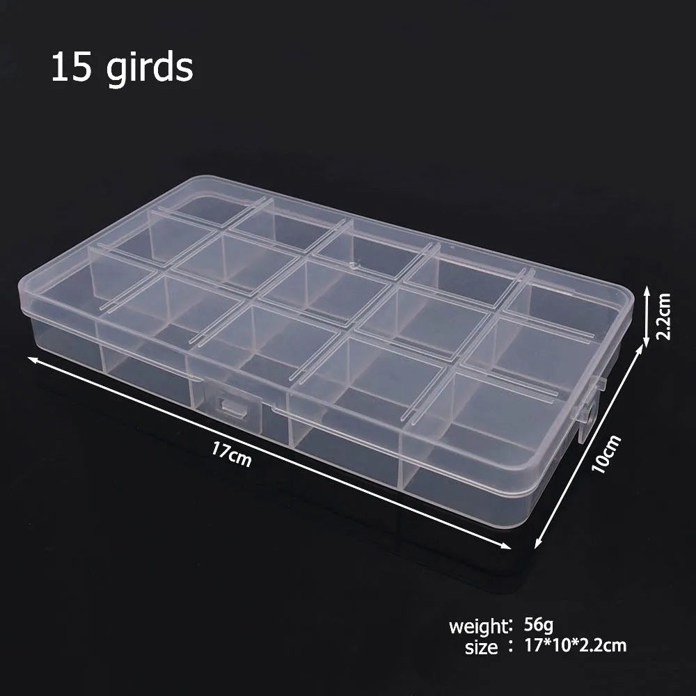 Ultimate Jewelry Organizer 6-32 Compartment Plastic Storage Box with Dividers for Beads and Crafts 15 girds