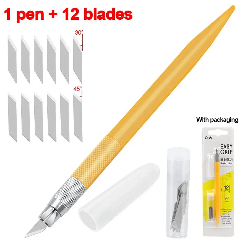 CraftPro 360° Rotating Cutting Pen - Durable Stainless Steel Blades for Effortless DIY Art Projects Gold