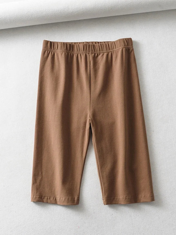 Sexy Women Cotton High Waisted Knee Length Bike Shorts