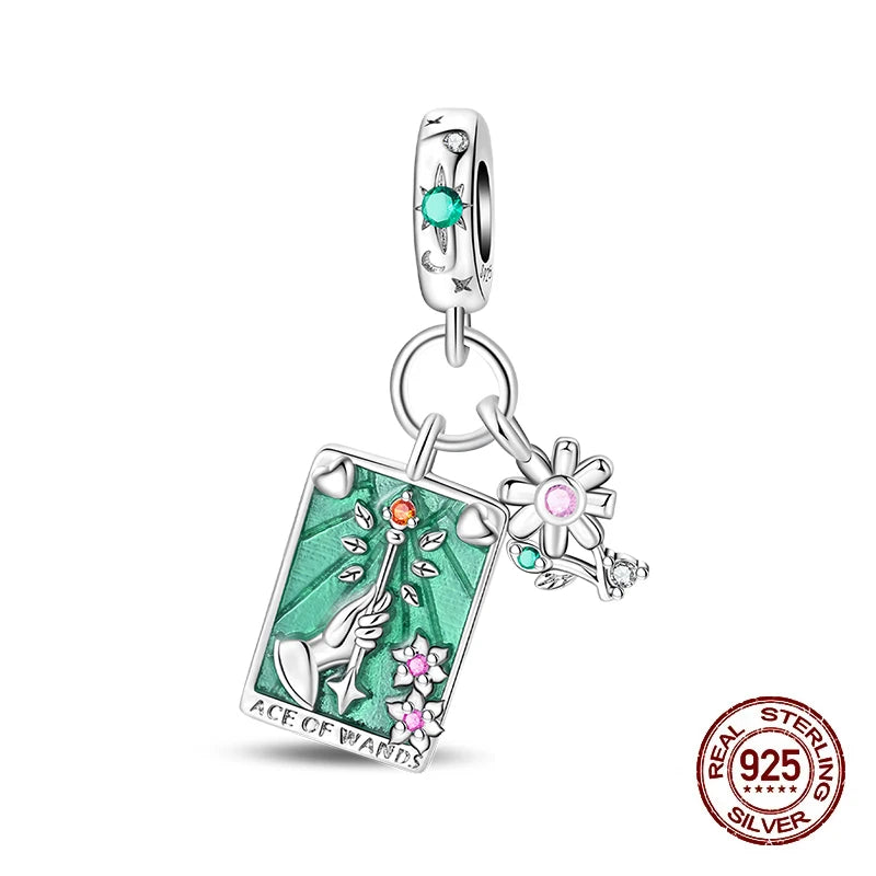 925 Sterling Silver Tarot Hourglass Bead Charm For Bracelet
