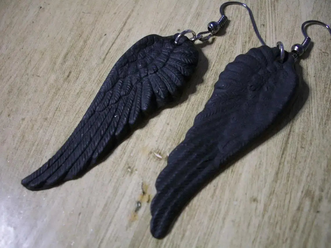 Gothic Black Wings Charm Earrings for Women and Girls Trendy