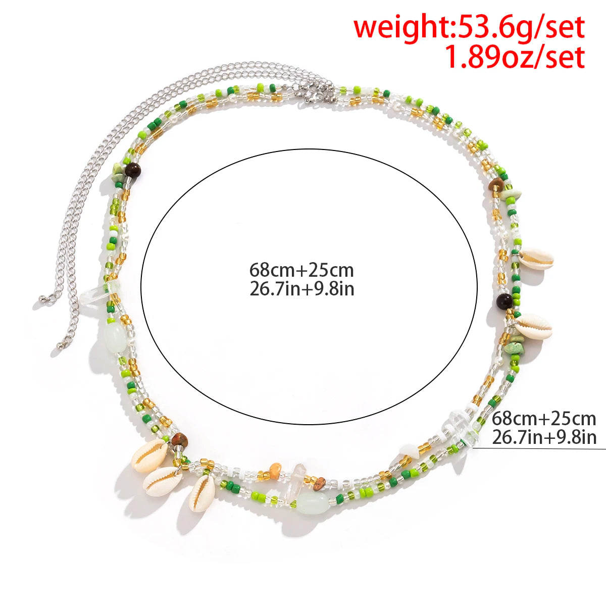 Salircon Bohemian Handcrafted Beaded Waist Chain with Irregular Stone Accent for Women