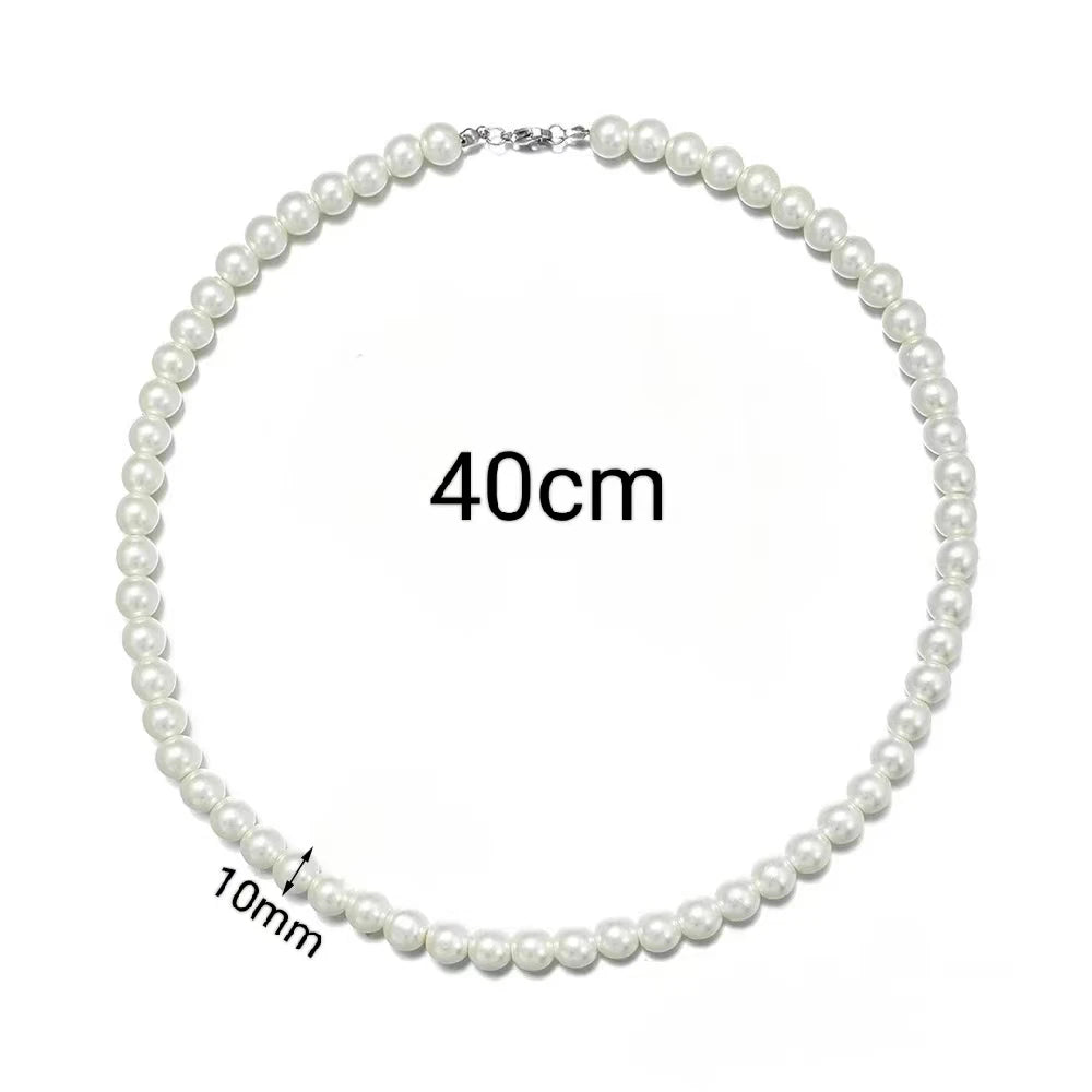 Elegant Unisex Pearl Necklace Handmade Bead Strand for Weddings and Banquets 2024 Trend