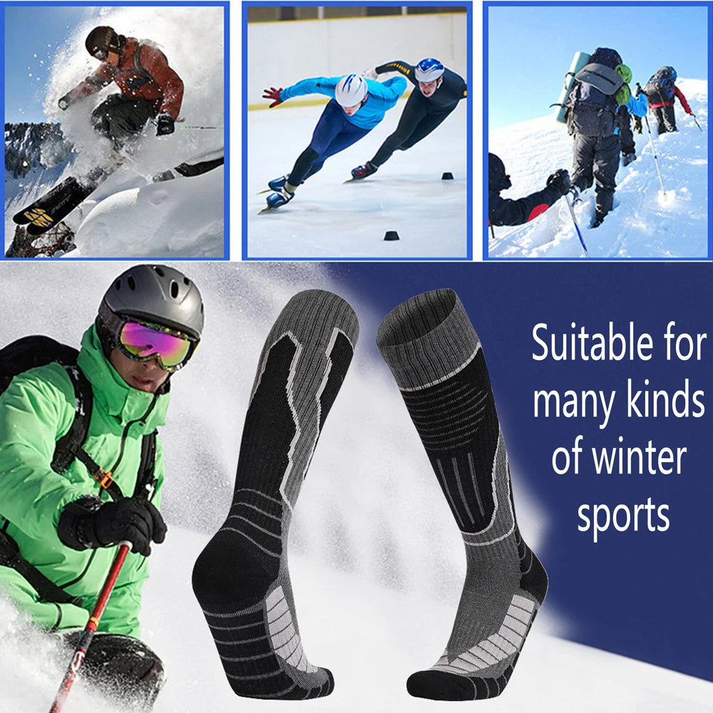 Men Thick Cotton Ski Socks Knee High Thermal Outdoor