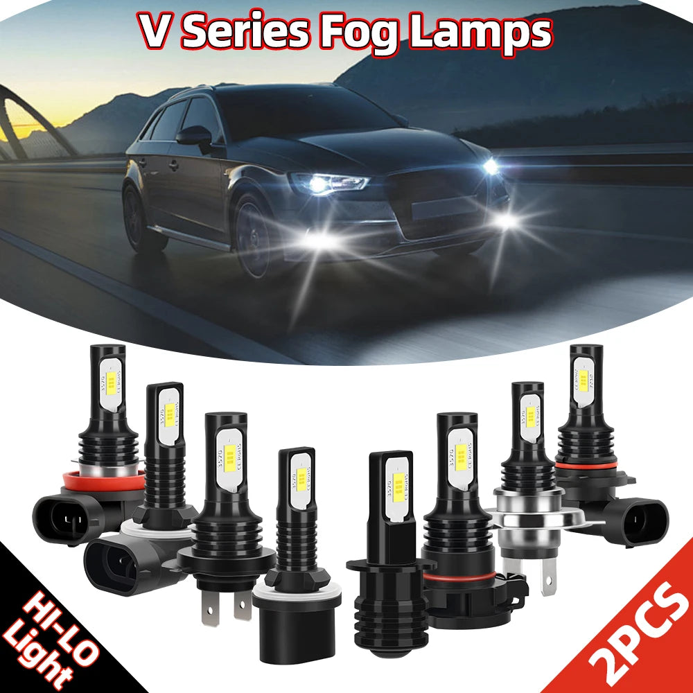 High Power 120W Fanless Fog Light Bulbs H4 H7 9005 9006 H11 5202 H3 880 881 6500K Bright White 12V 24V 2Pcs