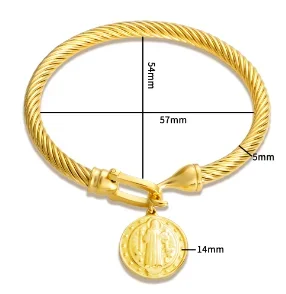 Jovolove Elegant Stainless Steel Waterproof Bangle for Women - Fashionable Gemstone Design