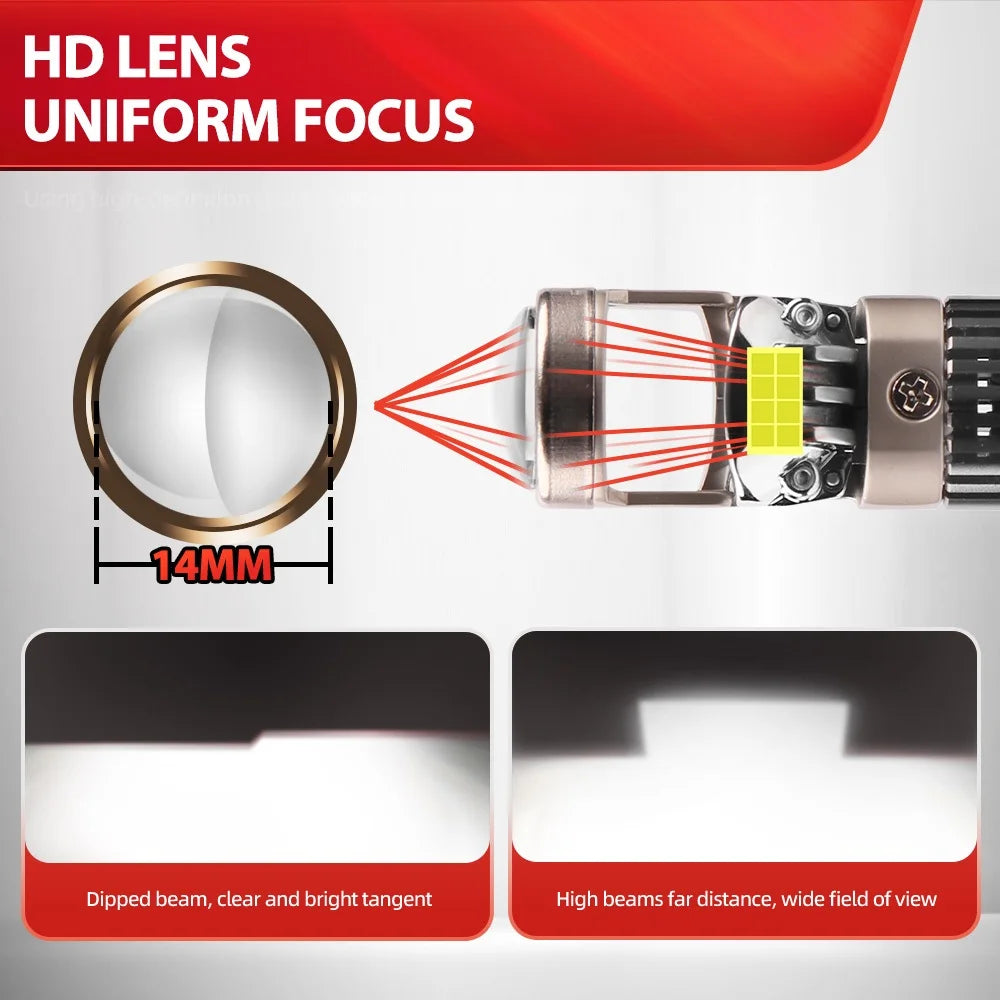 High-Power Mini LED Projector Headlight Bulbs 26000LM 150W 9005 9006 6500K Fog Lights for Easy Installation