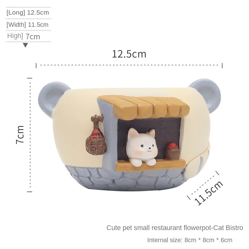 Whimsical Cute Animal Resin Mini Planter for Succulents Desktop Office and Home Decor