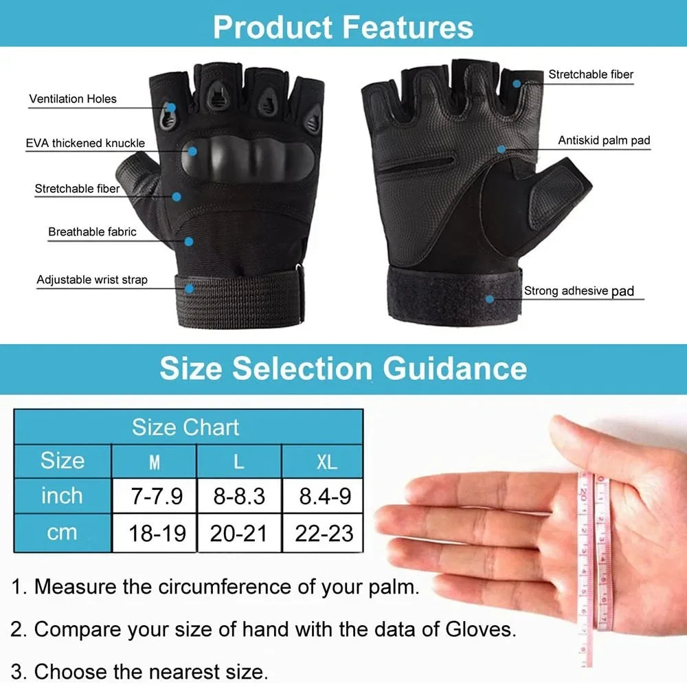 New Tactical Gloves Half Finger Combat Protective Gear for Men