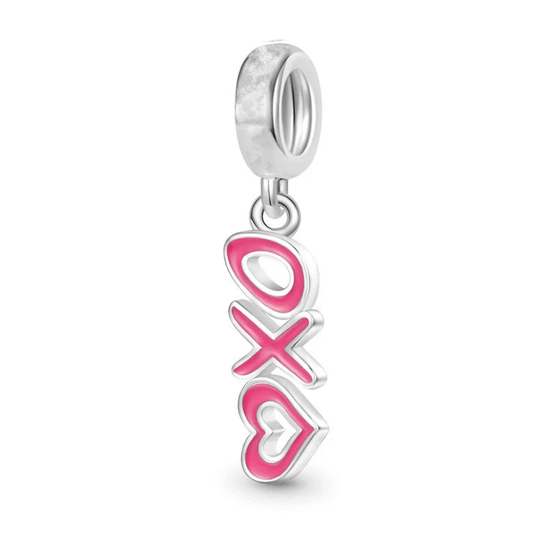 Hot Pink Murano Glass Charm Bead For 925 Bracelet Pendant