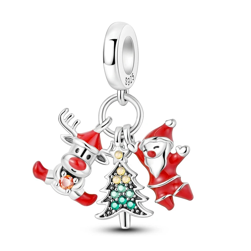 Sterling Silver Snowman Charm Beads for Bracelets Jewelry Gift KTC890