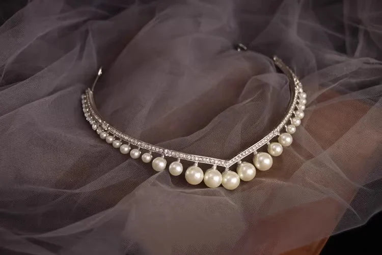 Elegant Pearl Bridal Tiara for Weddings and Engagements