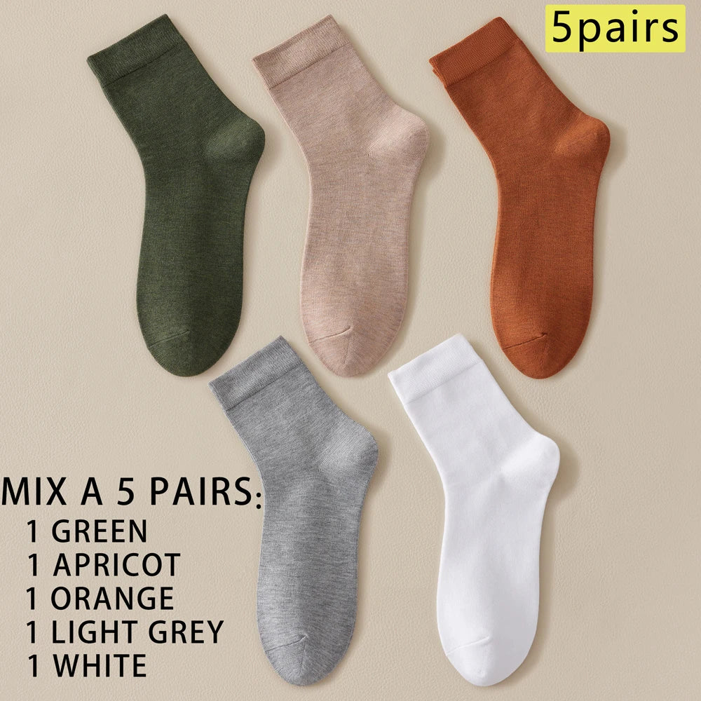 5 Pairs Bamboo Crew Socks Men Anti Odor Lightweight Non Slip