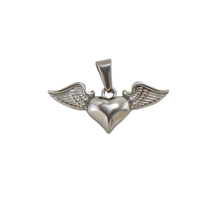 RHYSONG Tarnish Free Gold Plated Angel Cross Heart Pendant for Women Jewelry Making