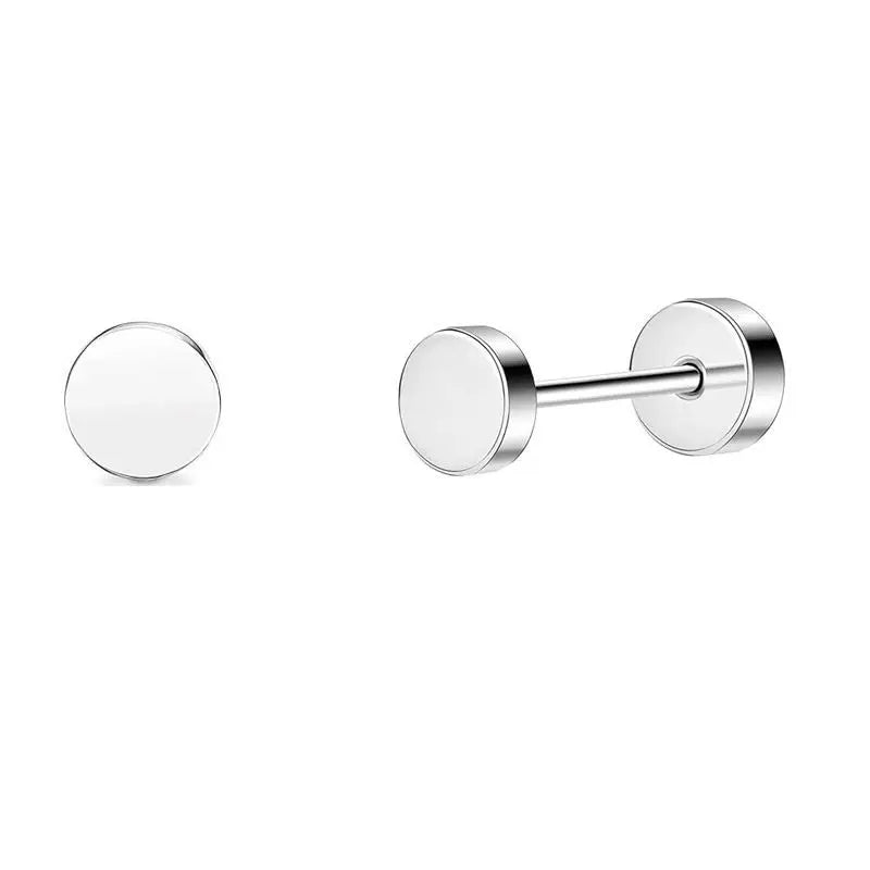 2PCS Set Stainless Steel Heart Moon Stud Earrings for Women Trendy Ear Tragus Cartilage Body Piercing